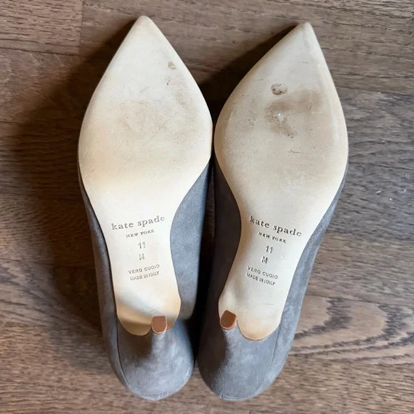 Kate Spade Licorice Gray Suede Heels - Picture 7 of 8